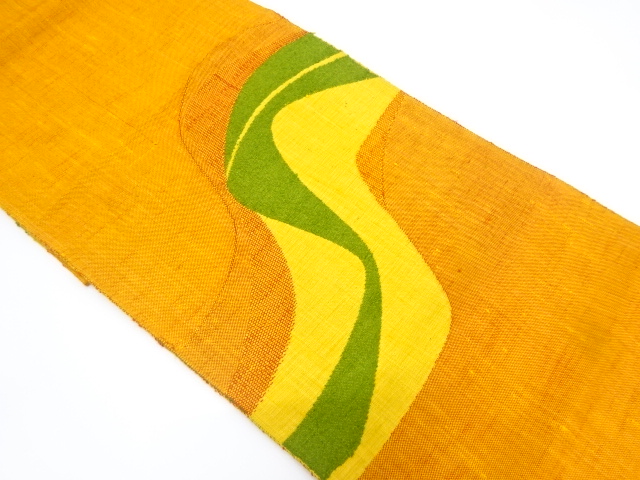 手織り紬　抽象模様織り出し名古屋帯